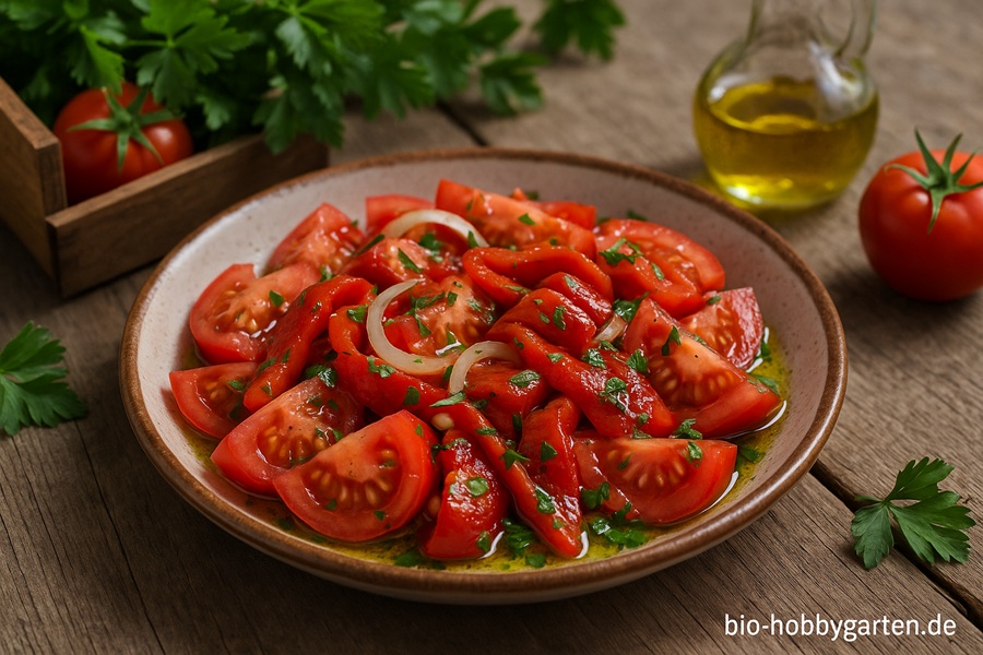 Tomatensalat mit Paprika – Frisch aus dem Garten